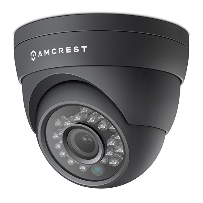 Amcrest Full HD 1080P 1920TVL Dome Outdoor Security Camera (Quadbrid 4-in1 HD-CVI/TVI/AHD/Analog), 2MP 1920x1080, 65ft Night Vision, Metal Housing, 2.8mm Lens 95° Viewing Angle, Black (AF-2MDT-28B)