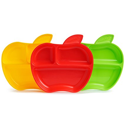 Munchkin Lil' Apple Plates, Red, Yellow, Green