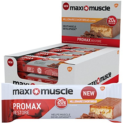 Maximuscle Promax High Protein Bar, Millionaire Shortbread, 60 g, Pack of 12