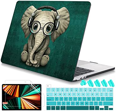 Mektron 16 inch MacBook Pro Case, Cute Elephant Matte Hard Shell Cover for MacBook Pro 16-inch A2141 2019 2020 2021 with Touch Bar & Touch ID w/Keyboard Skin Screen Protector Dust Plug