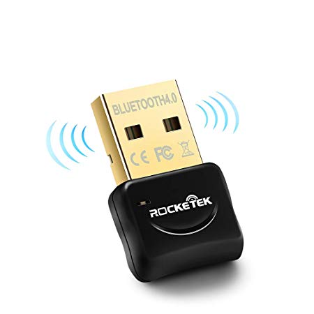 【Plug & Play】Bluetooth Dongle -Rocketek Low Energy 4.0 USB Bluetooth Dongle EDR Wireless Receiver and Transfer for Stereo Headphones,Keybord,Headset,PDA etc.Bluetooth Adapter Support Win10 8 7 VistaXP