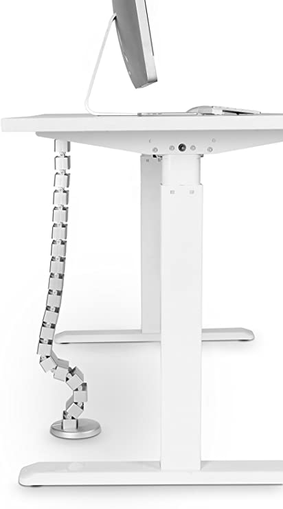 Allcam Cable Spine/Snake for Standing Desks, Cable Tidy Organiser Kit for Under-desk cable management - Silver