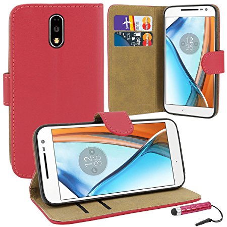 Motorola Moto G4 Case, Premium Quality Leather Wallet Case Cover Comes with Moto G4 Screen Protector & Stylus Pen / Moto G4 Case