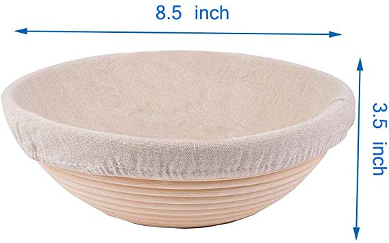 Forsun 1pcs 8.5" Round Banneton Brotform Bread Dough Proofing Rising Rattan Basket & Liner