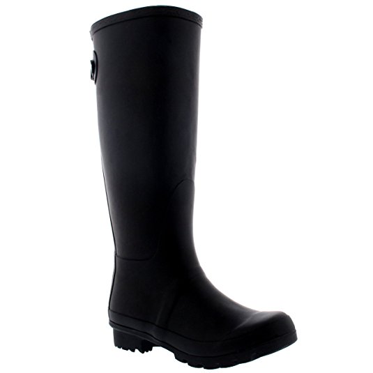 Womens Adjustable Back Tall Winter Rain Wellies Waterproof Wellington Boot