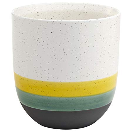 Rivet Westline Modern Indoor Outdoor Hand-Painted Stoneware Planter Flower Pot - 8 Inch, Yellow White Blue Black