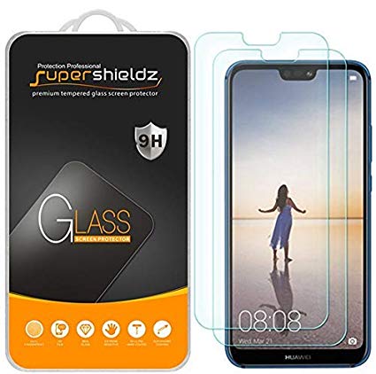 [2-Pack] Supershieldz for Huawei (P20 Lite) Tempered Glass Screen Protector, Anti-Scratch, Bubble Free   Lifetime Replacement
