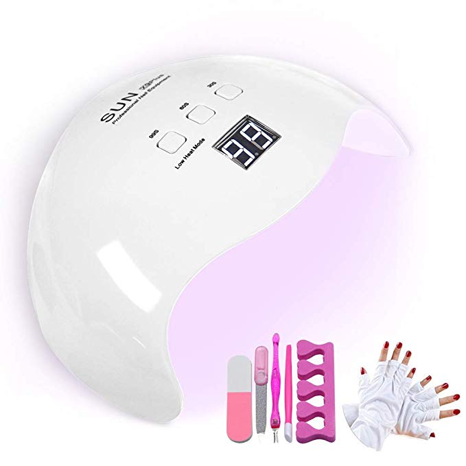 48W LED Nail Lamp, DIOZO Portable Nail Dryer Manicure/Pedicure Curing Lamp with 30s 60s 99s Timer Plus Anti-UV Gloves Gift Suitable for Fingernails and Toenails, Home and Salon