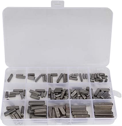 Jadpes Steel Machine Keyway Assortment, 140PCS 12mm 16mm 20mm 25mm Professional Parallel Drive Shaft Key Round Ended Feather Key for Shaft Type Fastening Connection