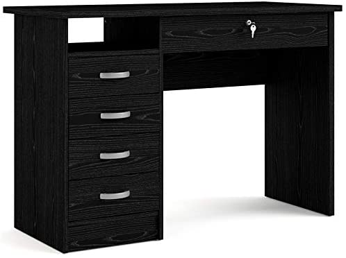 Tvilum Desk with 5 Drawers, Black Woodgrain