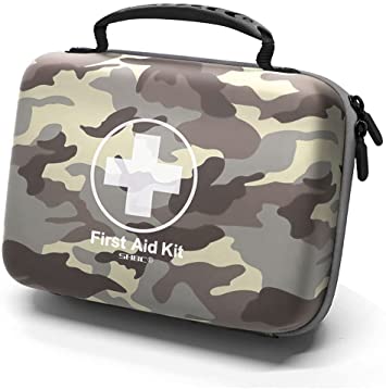 SHBC Waterproof First Aid Kit (228pcs) with All Basic or Advanced Supplies You Need. Suitable for Emergencies at Home or Outside, Travel, Home, Camping, Camouflage Grey