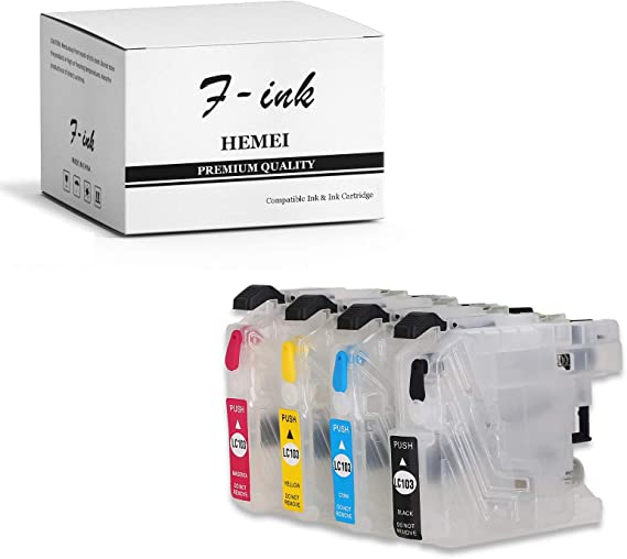 F-INK Empty Refillable Ink Cartridge Replacement For Brother LC103 LC105,Work With MFC-J4510DW J450DW J285DW J470DW J475DW J650DW J870DW J875DW J4610DW J4310DW J4410DW J4710DW J6520DW J6720DW Printer