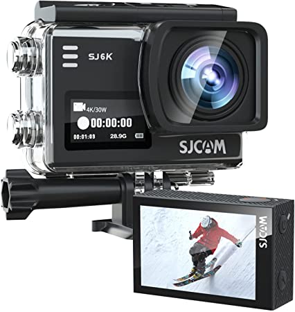 SJCAM SJ6K 4K WiFi Action Camera Waterproof Dual Screen Sport Camera Underwater 2.0 Touchscreen/ 0.9 Front LCD Screen Wide Angel Gyro Stabilization Black