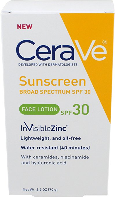 CeraVe Sun Protection, SPF 30 Sunscreen Face Lotion, 2.5 Ounce