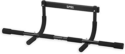 SPRI Pull Up Bar - 12 Grip Position Premium Heavy Duty Steel Frame & Foam Covered Handles | Supports 300lbs | Pullup Bar Fits Most Door Ways (Up to 32" W)