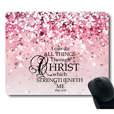 Custom Bible Verse Pink Sparkles Glitter Pattern Design Mouse Pad