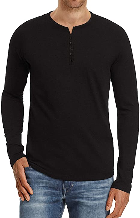 ZYFMAILY Men's Fashion Casual Basic Long Sleeve Henley T-Shirt