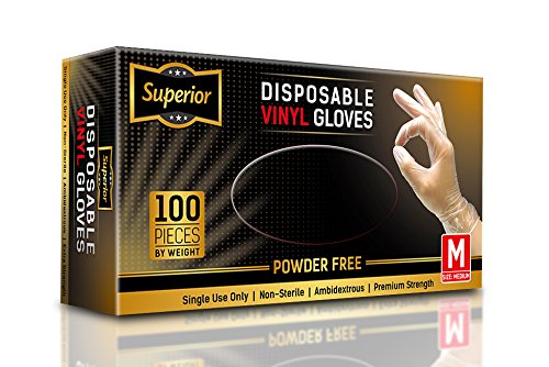 Powder Free Vinyl Disposable Gloves Size Medium Pack Of 100