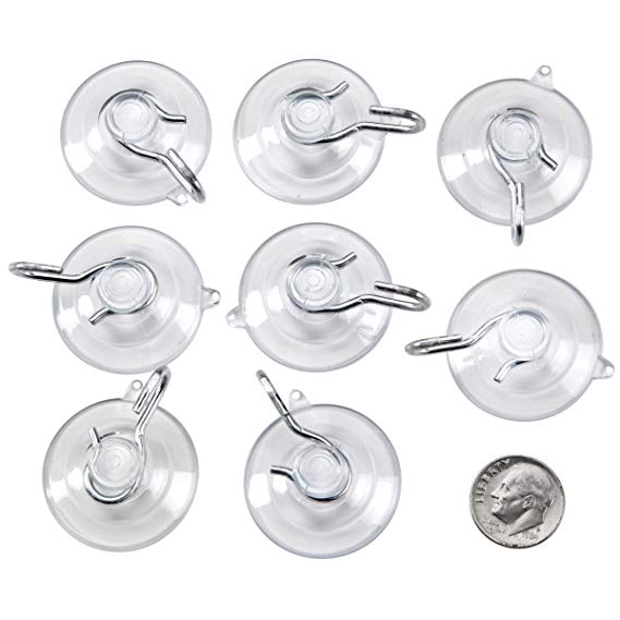 Holiday Joy - World's Strongest All Purpose 1-1/8-Inch Suction Cups with Hooks - Made in USA (8 Small)