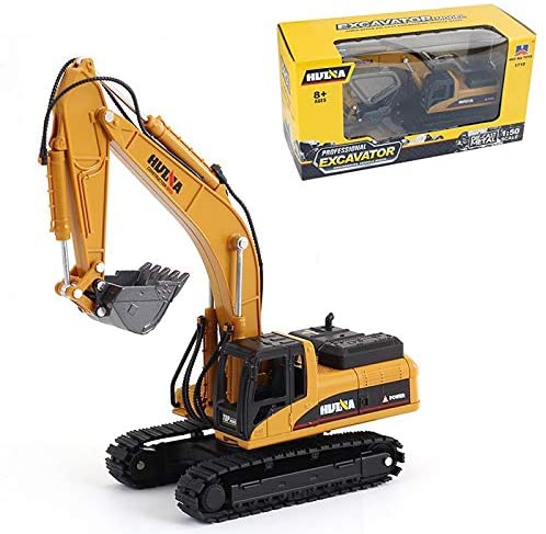 Gemini&Genius Scale Die-cast Articulated Dump Truck Engineering Vehicle Construction Alloy Models Toys for Kids and Decoration for House (Excavator)