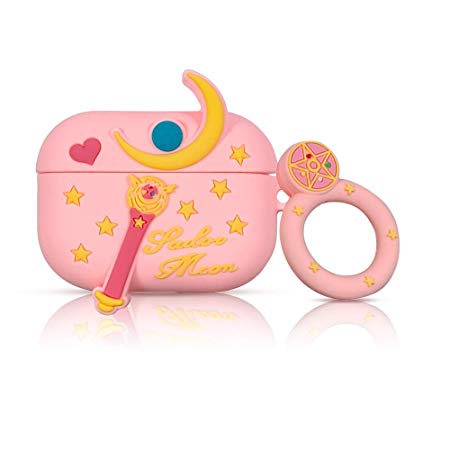 Airpods Pro Case,3D Cute Cartoon Sailor Moon Airpods Pro Cover Soft Silicone Rechargeable Headphone Cases,AirPods Pro Case Protective Silicone Cover for AirPods Pro Charging Case (Pink)