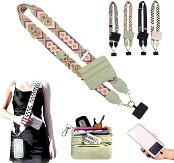 Phone Strap with Zippered Pouch 2024 Anti Theft Clip and Go Ice Chain Strap for Cellphone Case Lanyard with Wallet Crossbody