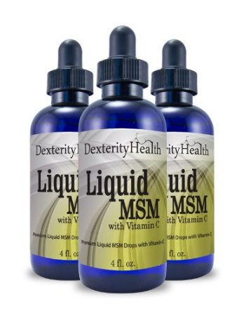 Premium Liquid MSM Drops with Vitamin C 4 Ounce Bottle 3-pack
