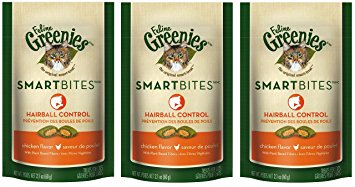 Feline Greenies Smartbites Hairball Control Cat Treats - Chicken Flavor - 2.1 Oz. (3 Pack)