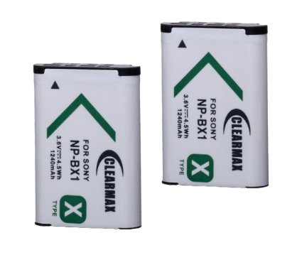 ClearMax Battery (2-Pack) for Sony NP-BX1 and Sony Cyber-shot DSC-HX50V, DSC-HX300, DSC-RX1, DSC-RX1R, DSC-RX100, DSC-RX100 II, DSC-WX300, HDR-AS10, HDR-AS15, HDR-AS30V, HDR-MV1