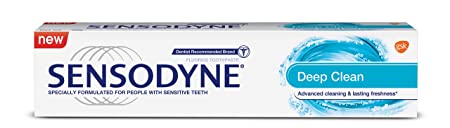 Sensodyne Toothpaste: Deep Clean Sensitive Toothpaste for advanced cleaning & lasting freshness, Dentist Recommended Brand, 70gm