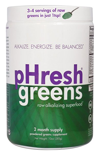 pHresh greens Organic Raw Alkalizing Superfood, 2 Month Supply, Non-GMO and Gluten Free - 10oz