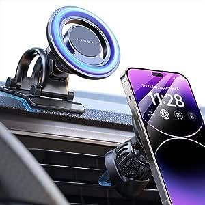 LISEN Fits MagSafe Car Mount Strong Magnetic Phone Holder for iPhone, HandsFree Dashboard iPhone Car Mount Holder Accessories for MagSafe iPhone 15 Pro Plus 12/13 All Phones Tablets (Black)