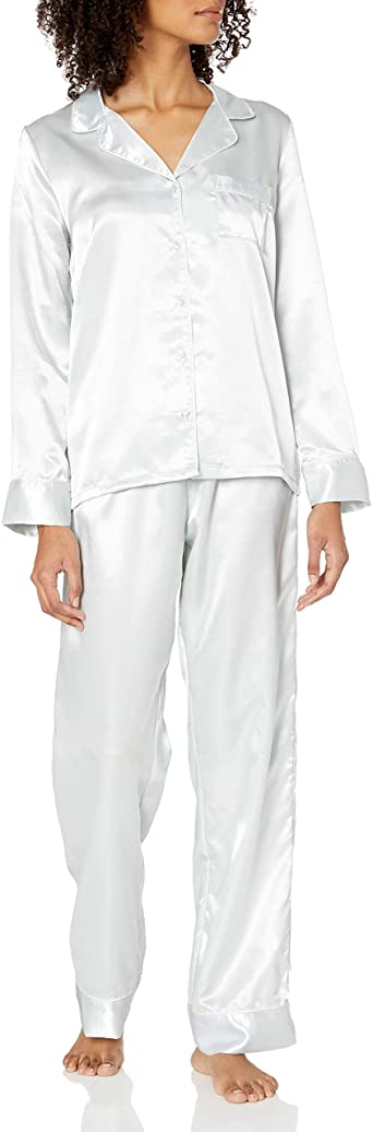 Amazon Brand - Mae Women's Satin Notch Collar Pajama Set