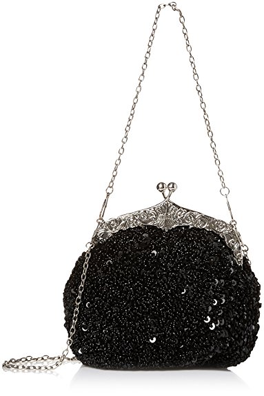 Chicastic Fully Sequined Mesh Beaded Antique Style Wedding Evening Formal Cocktail Clutch Purse