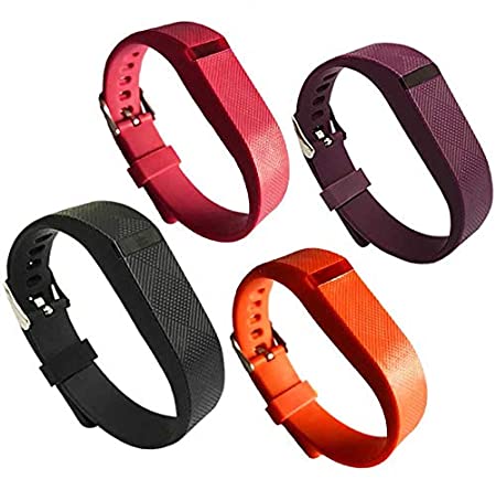 4PCS EPYSN Compatible with Fitbit Flex Band,Silicone Replacement Wristband for Fitbit Flex Bracelet Sport Bands with Metal Watch Band Buckle Large/Small