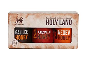 Israeli Pure Raw Wildflower Honey, Holy Land Gift Set (3 x 4.4 oz)