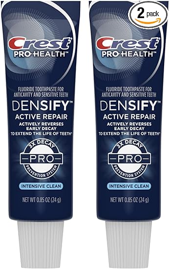 Crest Densify PRO-Health Intensive Clean Toothpaste, Travel Size 0.85 oz (24g) - Pack of 2