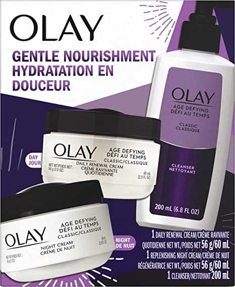 Olay Gentle Nourishment Gift Set, Face Moisturizer 60 mL, Night Cream 60 mL, Face Wash 200 mL