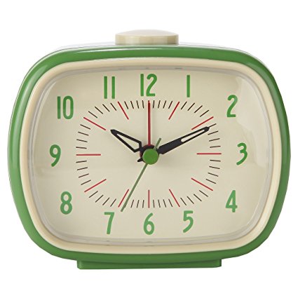 Lily’s Home Quiet Non-ticking Silent Quartz Vintage/Retro Inspired Analog Alarm Clock (Green)