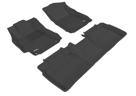 3D MAXpider Complete Set Custom Fit All-Weather Floor Mat for Select Toyota Camry Models - Kagu Rubber Black