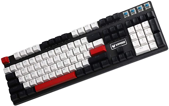 104 Key SA Profile Double Shot Shine Through PBT Ball Shape Keycaps Suitable for Standard MX 104 87 61 Keyboard (Black White Red) (Only Keycap)