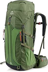 Naturehike 55/65L Internal Frame Hiking Backpack for Outdoor Camping Travel Backpacking Backpack for Men (Army Green, 55L)