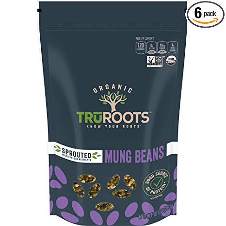 truRoots Organic Sprouted Mung Beans, 10-Ounce Pouches (Pack of 6)