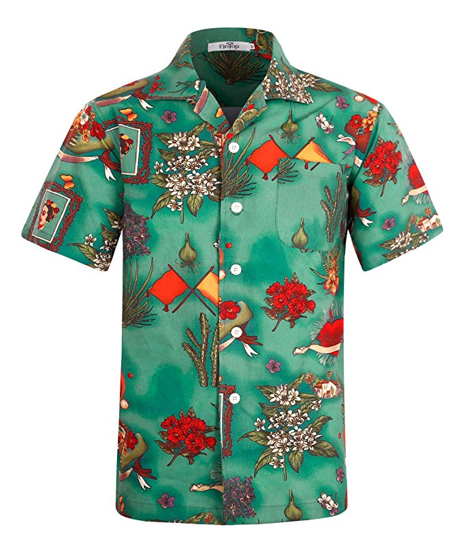 ELETOP Men's Hawaiian Shirt Short Sleeve Aloha Beach Party Shirt Casual Shirt Dz Series