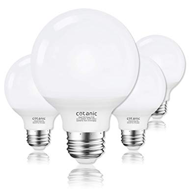 G25 LED Globe Light Bulbs,Cotanic 5W Vanity Light Bulb (60W Equivalent),Daylight 4000K,Non-dimmable Makeup Mirror Lights for Bedroom,Led Bathroom Light Bulbs,E26 Medium Screw Base,500lm,Pack of 4