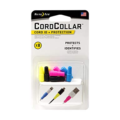 Nite Ize CordCollar, Cord Identification Protection, 8-Pack, Assorted Colors