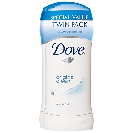 Dove Anti-Perspirant Deodorant, Original Clean 2.6 oz, Twin Pack