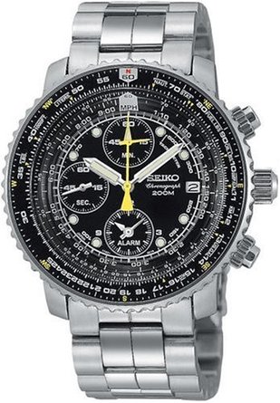 Seiko Mens SNA411 Flight Alarm Chronograph Watch