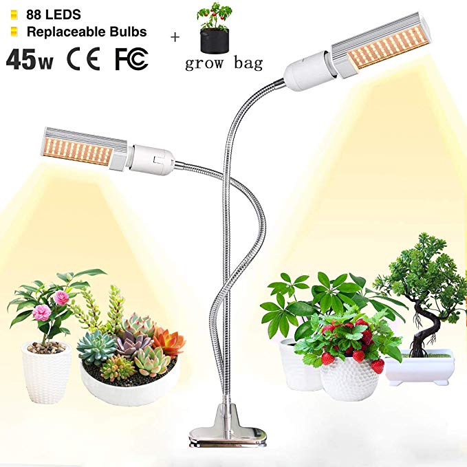 LED Grow Light for Indoor Plant,LINKO 45W Sunlike Full Spectrum Grow Bulbs Lamps,Plant Grow Light with Replaceable Bulb with Newest Auto Timer, 3/6/12H Timing, Professional for Seedling Growing Bloo
