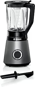 Bosch VitaPower Batidora de Vaso, 1200 W, 1.5 litros, 80 Decibelios, Plástico, 2 Velocidades, Acero y Negro